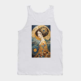 Gustav Klimt's Enigmatic Beauty: Inspired Woman in Ornate Splendor Tank Top